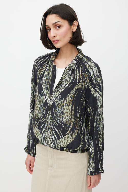 Iro Black & Multicolour Silk Patterned Jacket