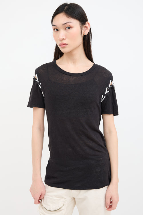 Iro Black & White Lace Up T-Shirt