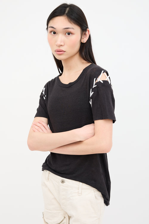 Iro Black & White Lace Up T-Shirt