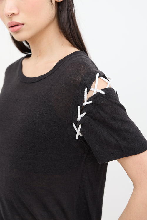 Iro Black & White Lace Up T-Shirt