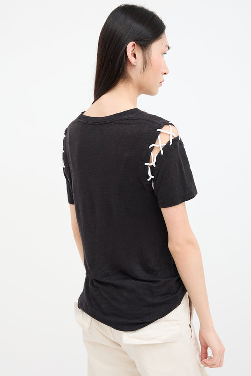 Iro Black & White Lace Up T-Shirt