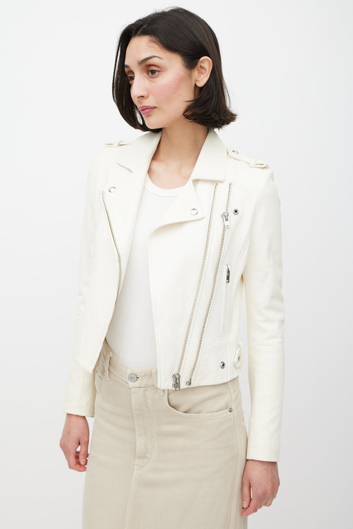 Iro White Leather Moto Jacket