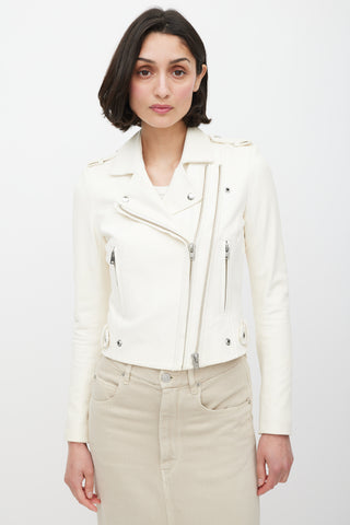 Iro White Leather Moto Jacket