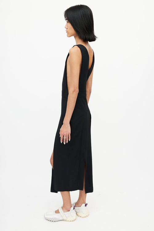 Isabel Benenato Black Slit V-Neck Dress