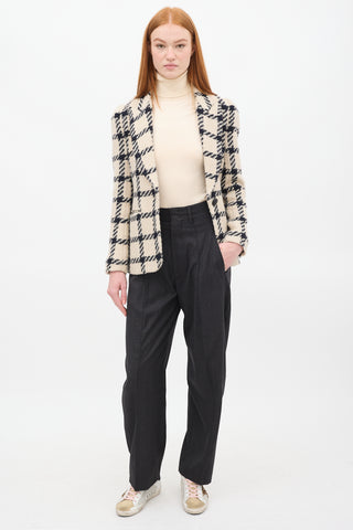 Isabel Marant Beige & Black Wool Kioa Checkered Blazer