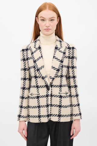 Isabel Marant Beige & Black Wool Kioa Checkered Blazer