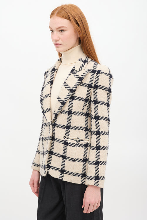 Isabel Marant Beige & Black Wool Kioa Checkered Blazer