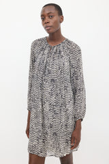 Isabel Marant Black & White Sheer Printed Belted Dress