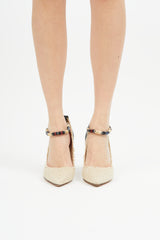 Isabel Marant Beige & Black Woven Beaded Pump