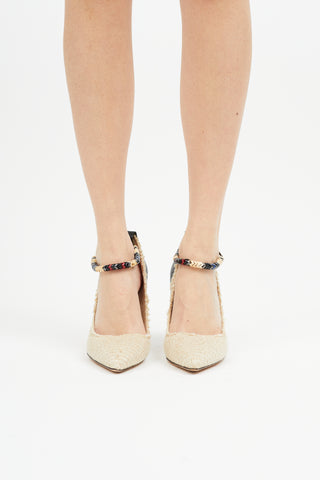 Isabel Marant Beige & Black Woven Beaded Pump