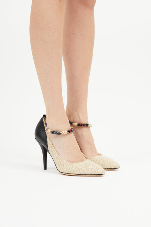 Isabel Marant Beige & Black Woven Beaded Pump