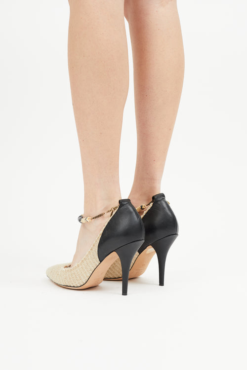 Isabel Marant Beige & Black Woven Beaded Pump