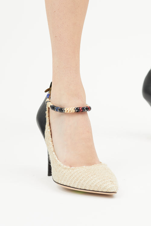 Isabel Marant Beige & Black Woven Beaded Pump