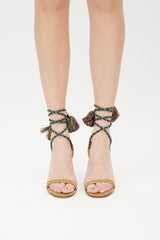 Isabel Marant Beige & Green Suede Tassel Sandal