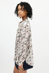 Isabel Marant Beige & Multicolour Geometric Silk Shirt