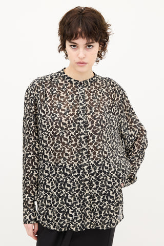 Isabel Marant Black & Beige Sheer Printed Blouse