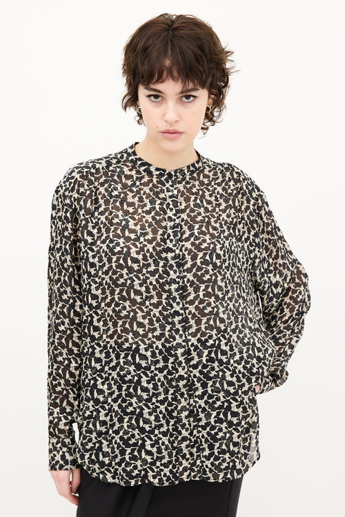 Isabel Marant Black & Beige Sheer Printed Blouse