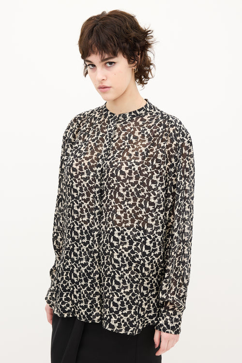 Isabel Marant Black & Beige Sheer Printed Blouse