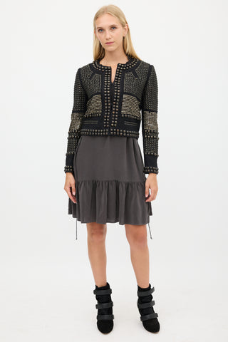 Isabel Marant Black & Bronze Wool Studded Jacket