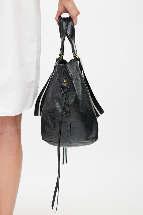 Isabel Marant Black Crinkled Leather Shoulder Bag