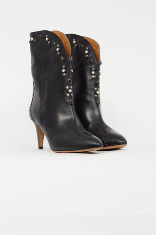Isabel Marant Black Dythey Beaded Leather Boot