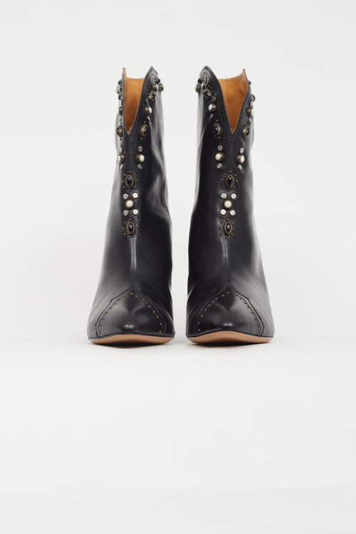 Isabel Marant Black Dythey Beaded Leather Boot