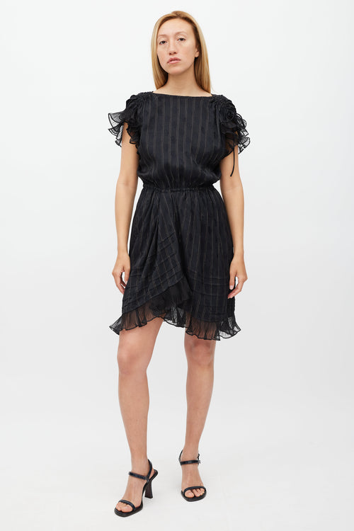 Isabel Marant Black & Gold Silk Marisa Striped Dress