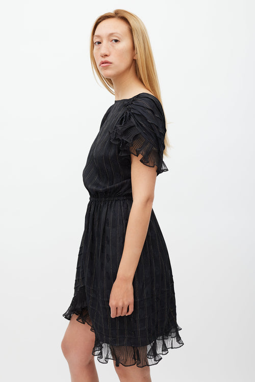 Isabel Marant Black & Gold Silk Marisa Striped Dress