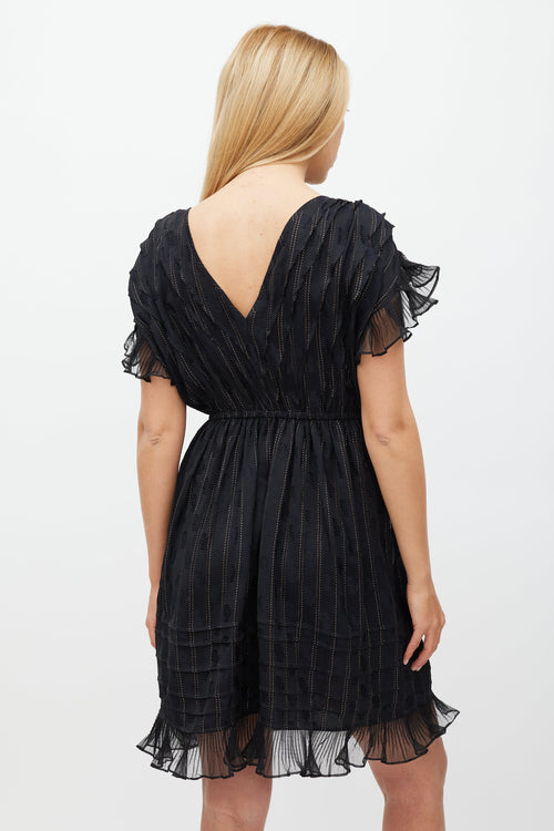 Isabel Marant Black & Gold Silk Marisa Striped Dress