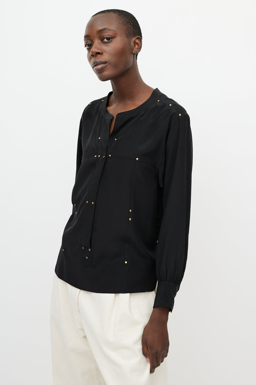 Isabel Marant Black & Gold Studded Long Sleeve Blouse