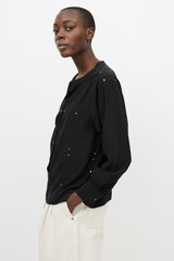 Isabel Marant Black & Gold Studded Long Sleeve Blouse