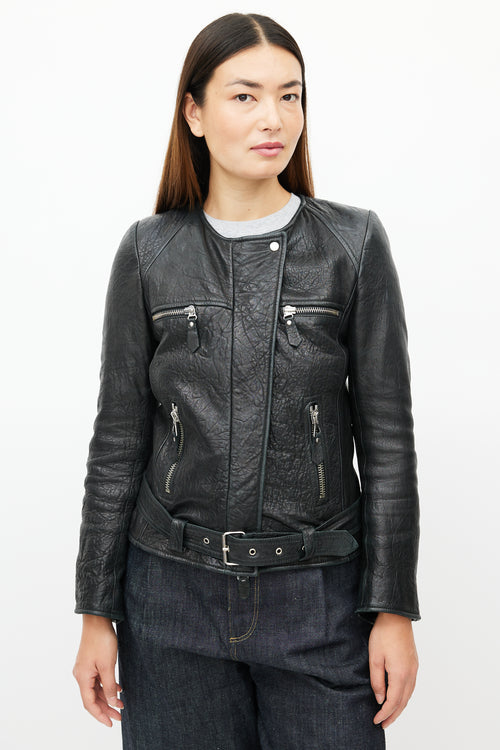 Isabel Marant Black Leather Belted Jacket