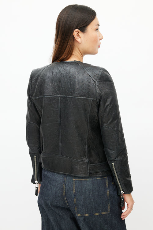 Isabel Marant Black Leather Belted Jacket