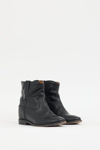 Isabel Marant Black Leather Crisi Wedge Boot