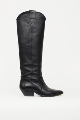 Isabel Marant Black Leather Denvee Knee High Boot