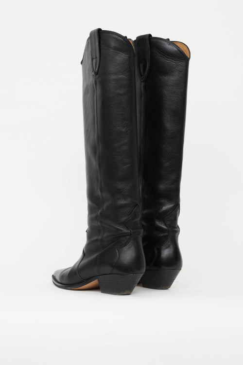 Isabel Marant Black Leather Denvee Knee High Boot