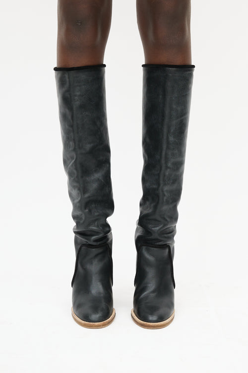 Isabel Marant Black Leather Knee High Boot