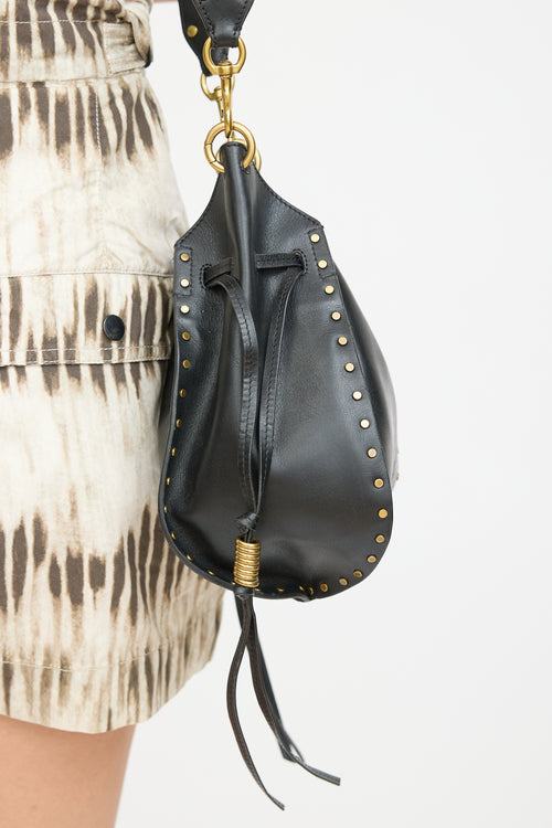 Isabel Marant Black Leather Radja Studded Bucket Bag