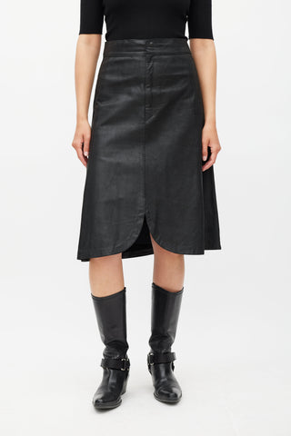 Isabel Marant Black Leather Stitched Skirt
