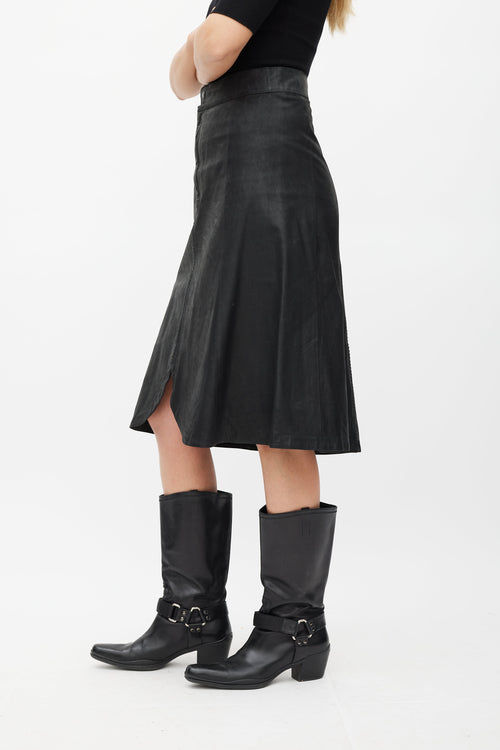 Isabel Marant Black Leather Stitched Skirt