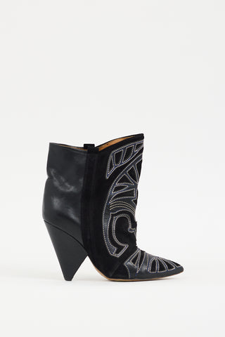 Isabel Marant Black Leather & Suede Western Berry Boot