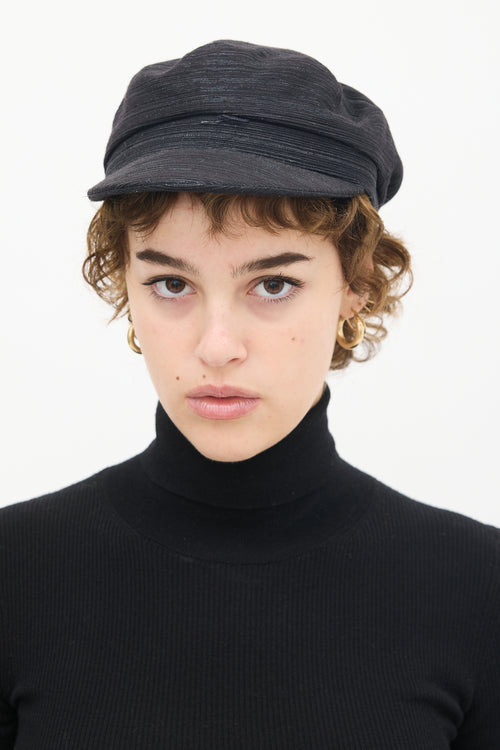 Isabel Marant Black & Silver Metallic Woven Hat