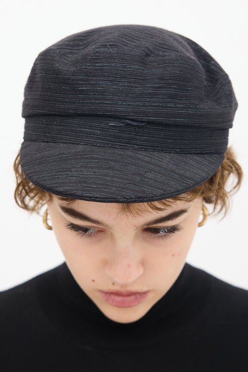 Isabel Marant Black & Silver Metallic Woven Hat