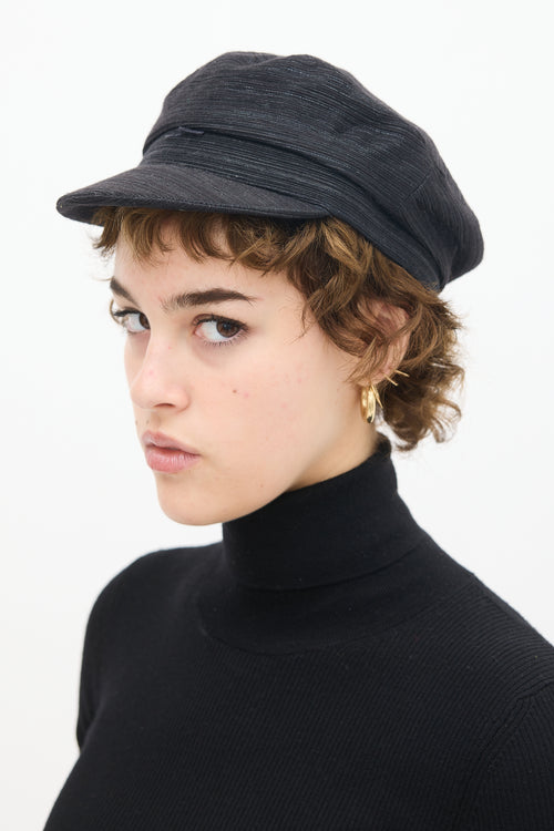 Isabel Marant Black & Silver Metallic Woven Hat