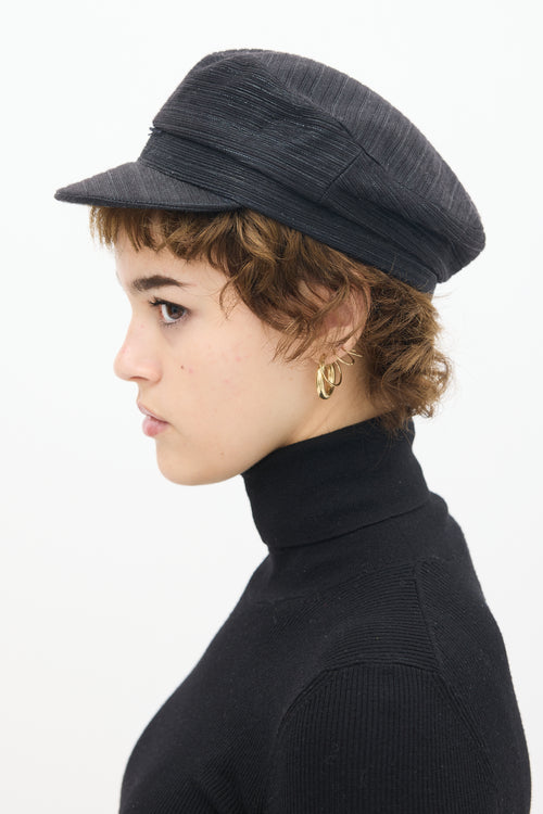 Isabel Marant Black & Silver Metallic Woven Hat