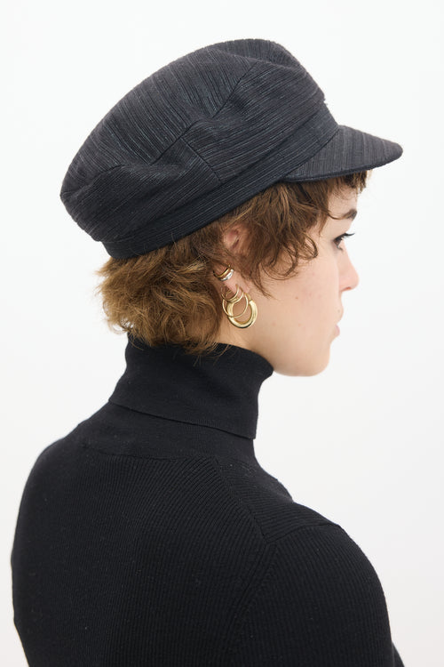 Isabel Marant Black & Silver Metallic Woven Hat