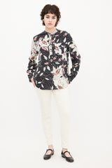 Isabel Marant Black & Multi Silk Leaf Print Shirt