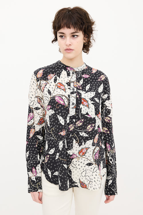 Isabel Marant Black & Multi Silk Leaf Print Shirt