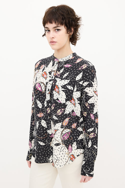 Isabel Marant Black & Multi Silk Leaf Print Shirt