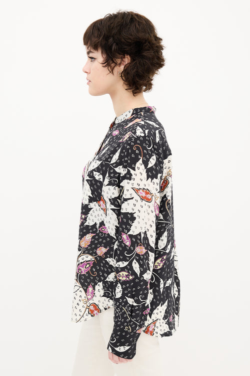 Isabel Marant Black & Multi Silk Leaf Print Shirt